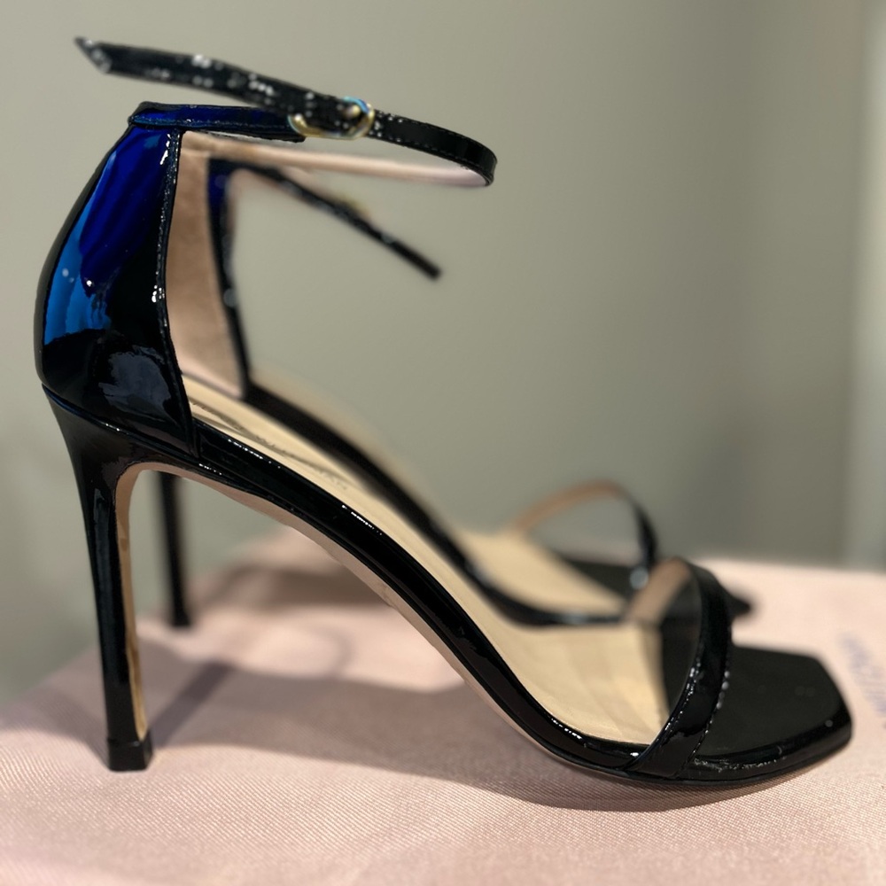 Stuart Weitzman Black Patent Leather Sandal